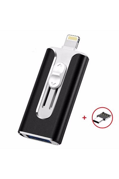 SYNOPE 4 In 1 Metal USB Flash Drive 512 Gb Otg Drive Black Ios Compatible Type-C Adapter
