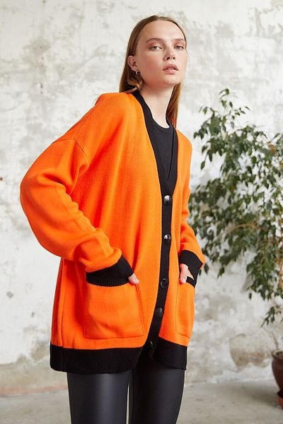 InStyle Vega Pocket Knitted Cardigan - Orange