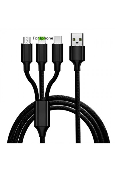 Cable Hızlı Şarj Kablosu Kopmaz 3 Ü 1 Type-c-micro-andoid-iphone