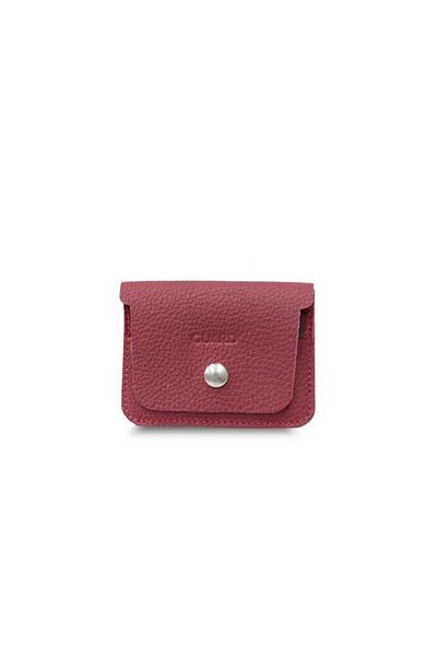 GUARD Mini Genuine Leather Card Holder with Red Paper Money Compartment