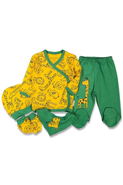 Necix's Newborn 5-Piece Bodysuit Set with Animal Figures