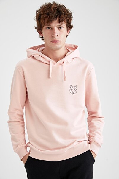 DeFacto Βαμβακερό μπλουζάκι με κουκούλα με κανονική εφαρμογή