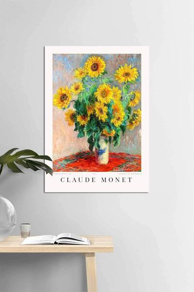 DUWART Premium Çerçevesiz Poster Claude Monet Bouquet Of Sunflowers Poster Ünlü Ressamların Tabloları