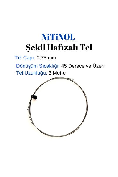 AKSÖZ ARGE Nitinol Şekil Hafızalı Tel/ Çap: 0,75mm/ Uzunluk: 3 Metre/ Dönüşüm...
