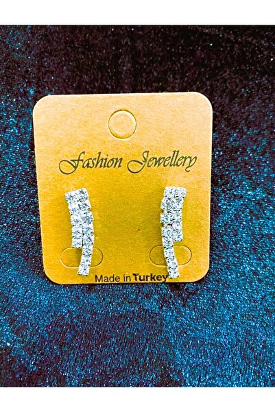 Classy Abiye Küpe Su Yolu 2li Kristal Taşlı Sallantı Küpe, Zirkon Taşlı Küpe,...