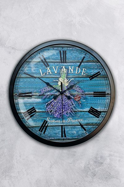 Kasva Concept Gift 40 cm Black Metal Lavender Wall Clock