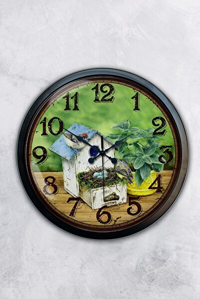 AİB STORE هدية ساعة حائط معدنية سوداء اللون مقاس 40 سم