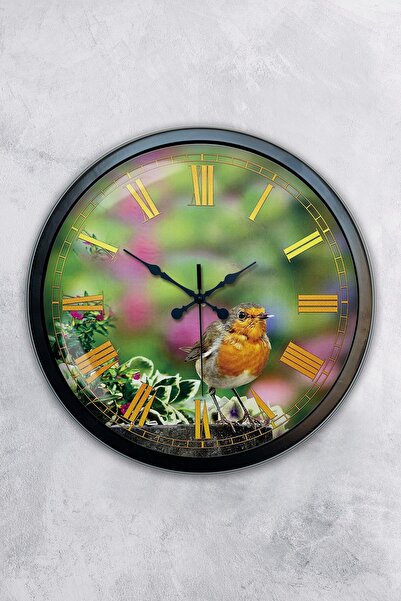 AİB STORE هدية ساعة حائط على شكل طائر معدني أسود مقاس 40 سم