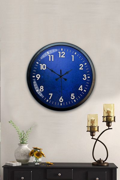Kasva Concept Cadou 40 Cm Ceas de Perete Albastru Metal Negru