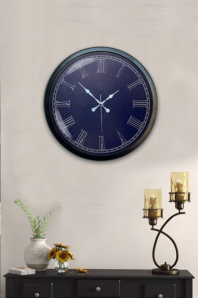 Kasva Concept Gift 40 cm Black Metal Blue Wall Clock