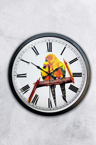 AİB STORE هدية ساعة حائط على شكل طائر معدني أسود مقاس 40 سم