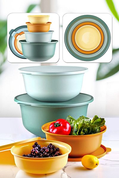 Kitchen Life 4 Size Round Aura Storage Set - With Lid