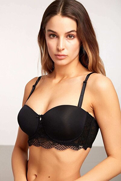 Kom Bridal Strapless Lace Bra Black