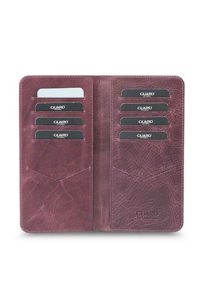 GUARD Antique Burgundy Phone Set Headset Hand Portfolio, Genuine Leather