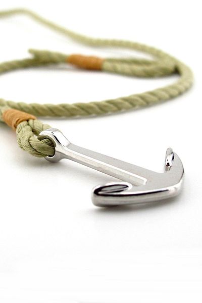 Solfera Cream Colored Rope Three Row Anchor Sailor Men's Bracelet M023e