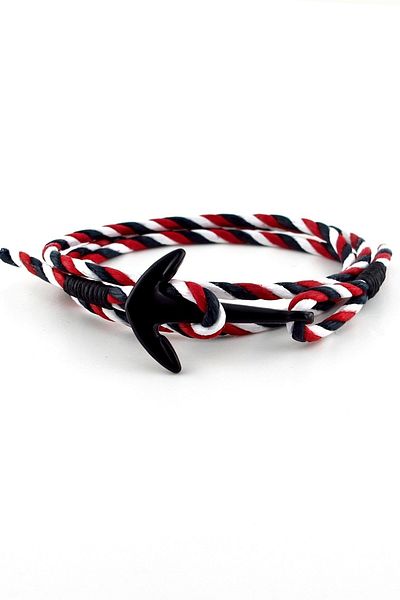 Solfera Sailor Colors Rope Black Anchor Sailor Men's Bracelet M023h