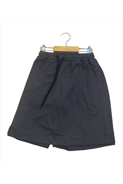 Genel Markalar Kız Çocuk Beli Tam Ribanalı Kanvas Keten Okul Şort Etek