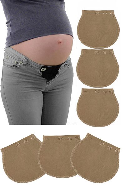 Pimobile Tresbel Maternity Pants Waist Expander-Pants Expander for Women Beige 3 Pieces