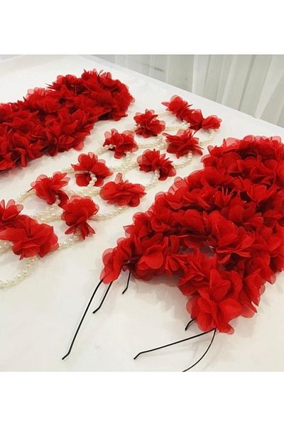 Hüner Akseusar Hüner Accessory Women's Red Bridesmaid Bracelet (10Pcs) and Bridesmaid Crown (10Pcs) – Bijoux Bracelet