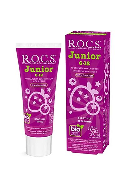 R.O.C.S. معجون أسنان روكس جونيور 6-12 سنة، فاكهة الغابة، 60 جرام