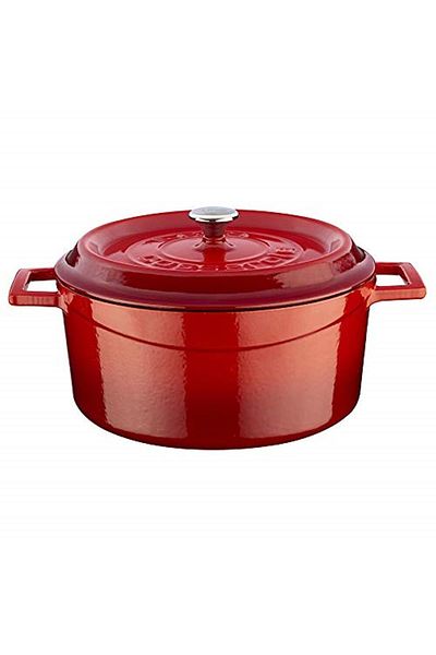 Lava Red Trendy Cast Iron Round Deep Casserole 24 cm