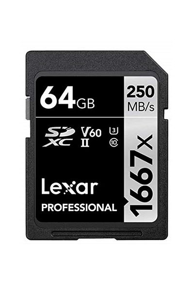 Lexar العلامة التجارية: Professional 64 جيجابايت 1667x Sdxc بطاقة الذاكرة (250 ميجابايت/ثانية-80 ميجابايت/ثانية) الفئة: بطاقة الذاكرة