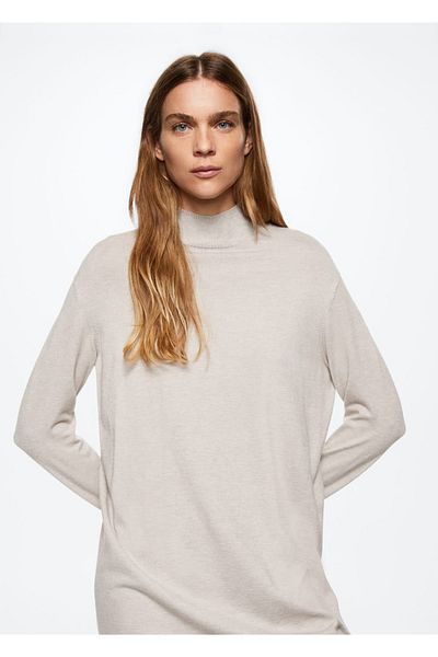 MANGO Woman Perkins gallérral szőtt ruha