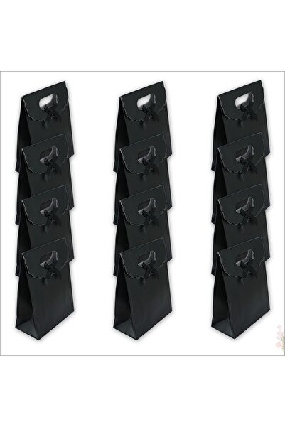 Süsle Baby Party El Geçmeli Karton Çanta 38 X 27 X 15 Cm, Siyah - 12 Adet