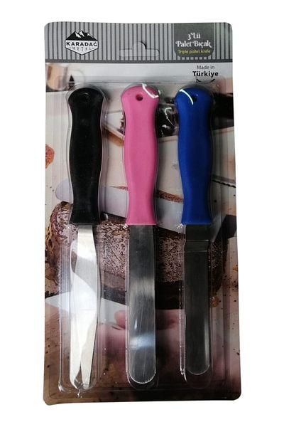 intime endüstriyel mutfak Intime - Montenegro Model - Metal 3-Piece Cake Plastering Knife Spatula Set Plastering Pallet