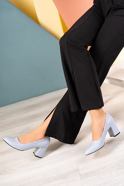 MELİKMERT Pantofi cu toc de 6,5 cm cu piele albastră pentru femei