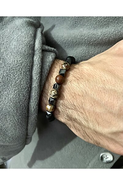 Padore Accessory Unisex - Akik Ve Jasper Taşları Ile Tasarlanmış Metal Detayl...