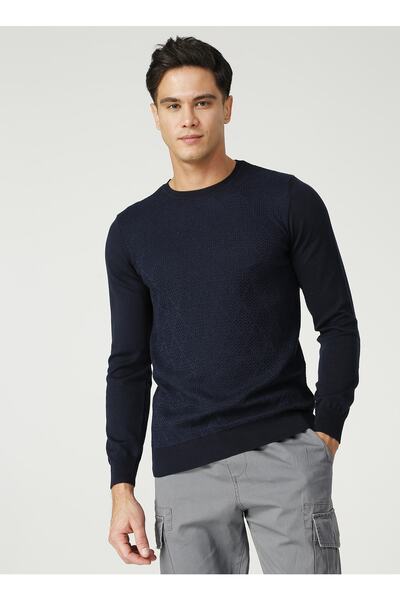 LİMON COMPANY Limon Tesco Bisiklet Yaka Standart Kalıp Baklava Desenli Lacive...