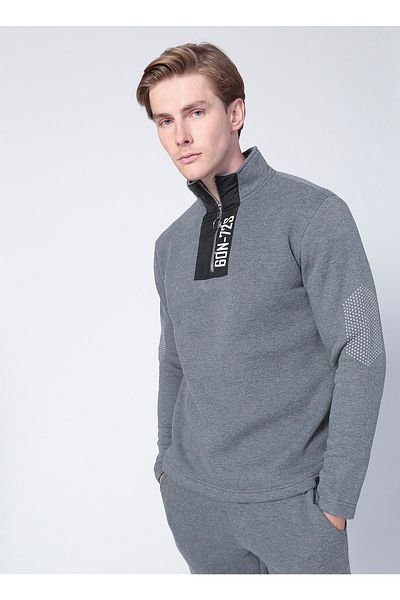 LİMON COMPANY Lemon E-Pole Zippered Regular Fit Anthracite Men's Sweatshirt