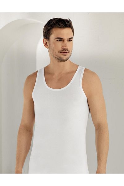 Şahinler Ανδρικό λευκό φαρδύ λουράκι Lycra Single Jersey Tank Top M New Season