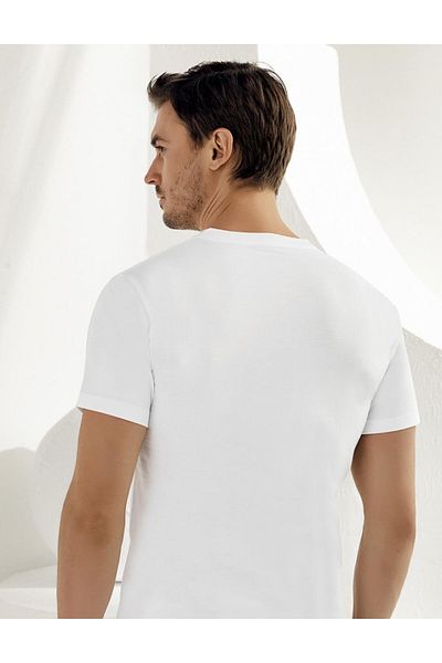 Şahinler Men's white Short Sleeve V-Neck Combed Cotton Undershirt new