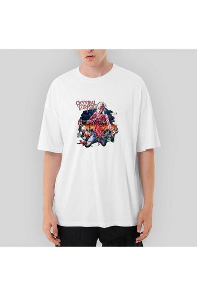 Z zepplin Tricou alb supradimensionat Cannibal Corpse Skull