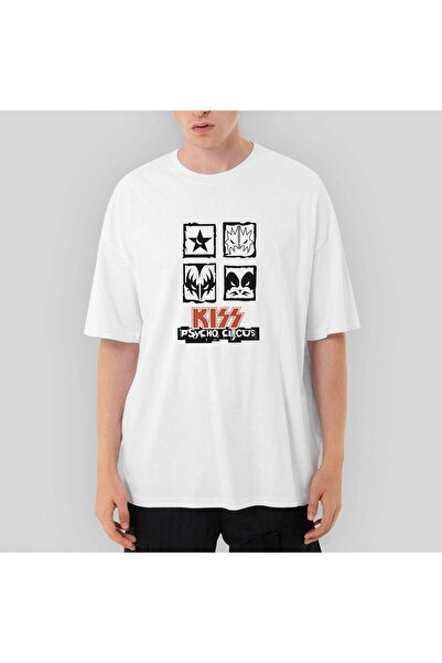 Z zepplin Tricou alb supradimensionat Kiss Psycho Circus