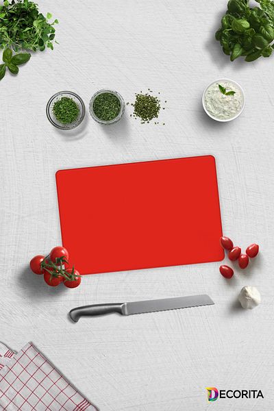 Decorita Solid Color - Pomegranate Flower |   Glass Cutting Board - Glass Cutting Board |   20cm X 30cm
