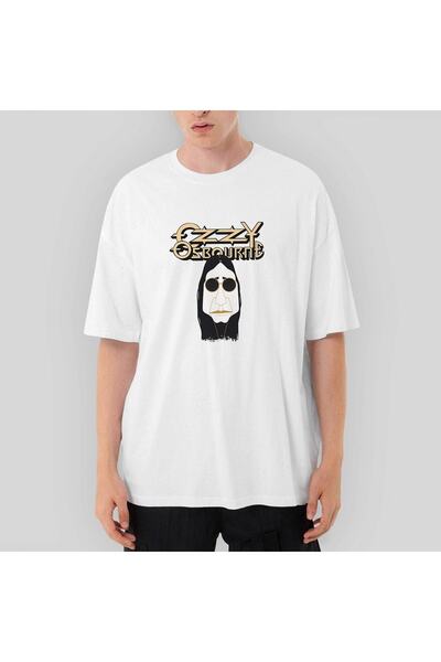 Z zepplin تي شيرت أبيض كبير الحجم من Ozzy Osbounre