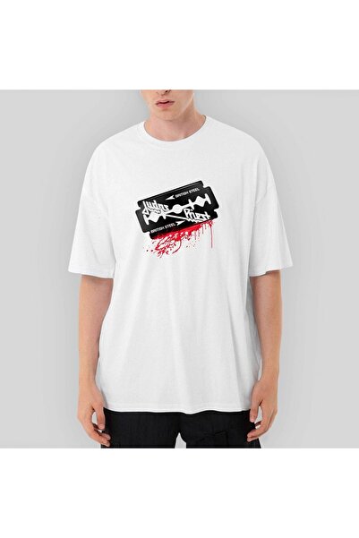 Z zepplin Judas Priest Steel Oversize kroj bela majica