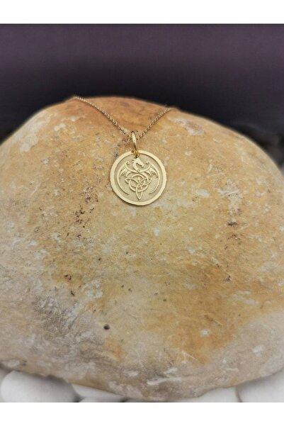 GÜMÜŞ Has Altın Kaplama Kelt Ejderhası 925k Kolye