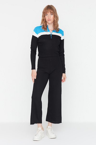 Trendyol Collection Blue Color Blocked Knitwear Top and Bottom Set TWOAW23AU00197