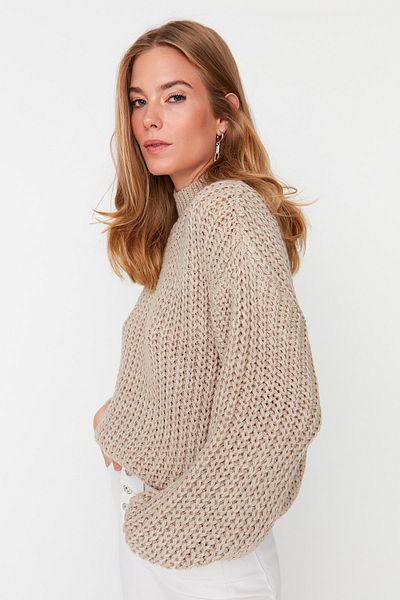 Trendyol Collection Pulover din tricotaje de bază cu textura moale Stone Wide Fit TWOAW23KZ01810