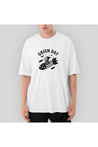 Z zepplin Λευκό μπλουζάκι Green Day Skeleton oversized