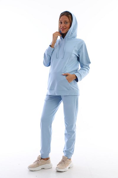 Miss Dünya Lissa Baby Blue Maternity and Maternity Hooded Sweatshirt Tracksuit Set