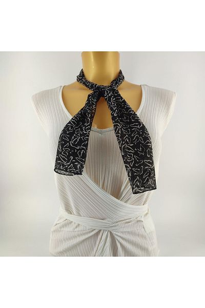 Tedz Collection Paredora Black Bird Patterned Short Scarf