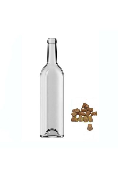 Jenisa Dibi Transparent Glass Bottle with Pit Cork 750 Ml 1 Piece