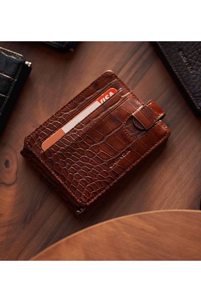 Eminsa Men's Tan Genuine Leather Double Sided Wallet