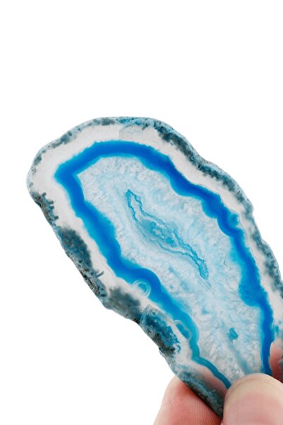 Tesbih Atölyesi Sertifikalı Doğal Mavi Akik Taşı Plaka (5-8 Cm)