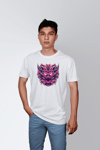 ErTaPassage Beli Zmaj Štampano Muškarci T-shirt - T1912089